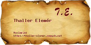 Thaller Elemér névjegykártya